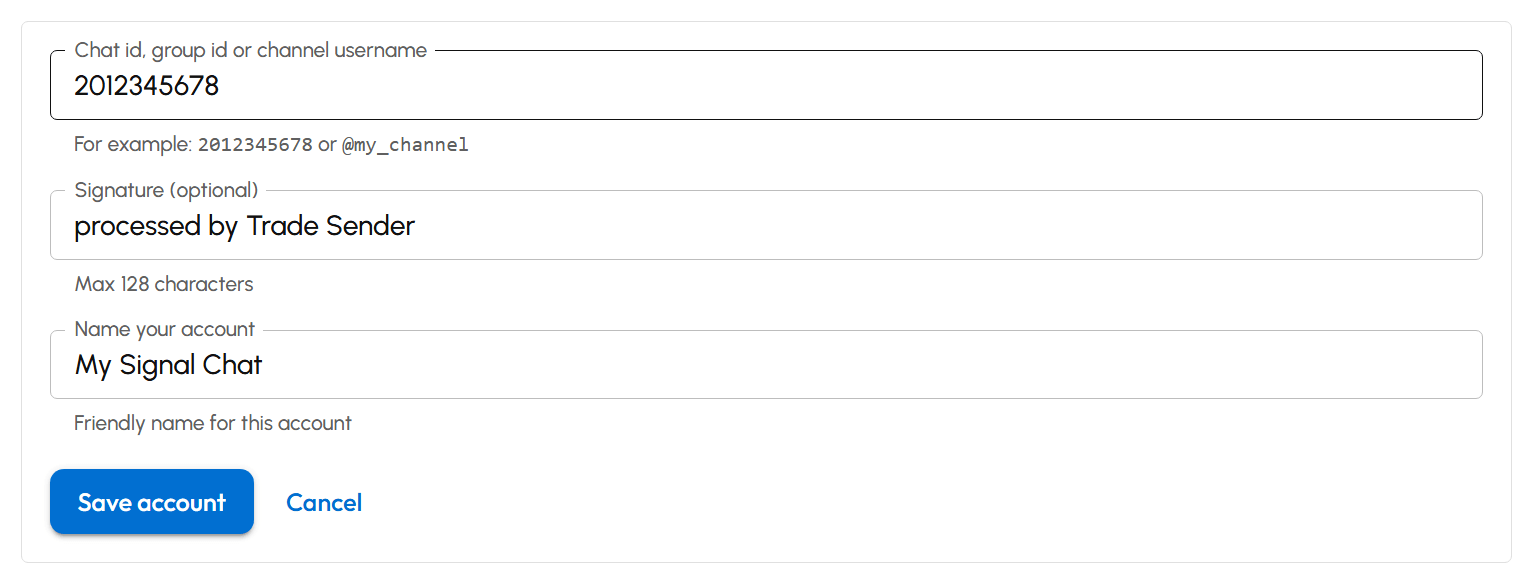 Add Telegram account