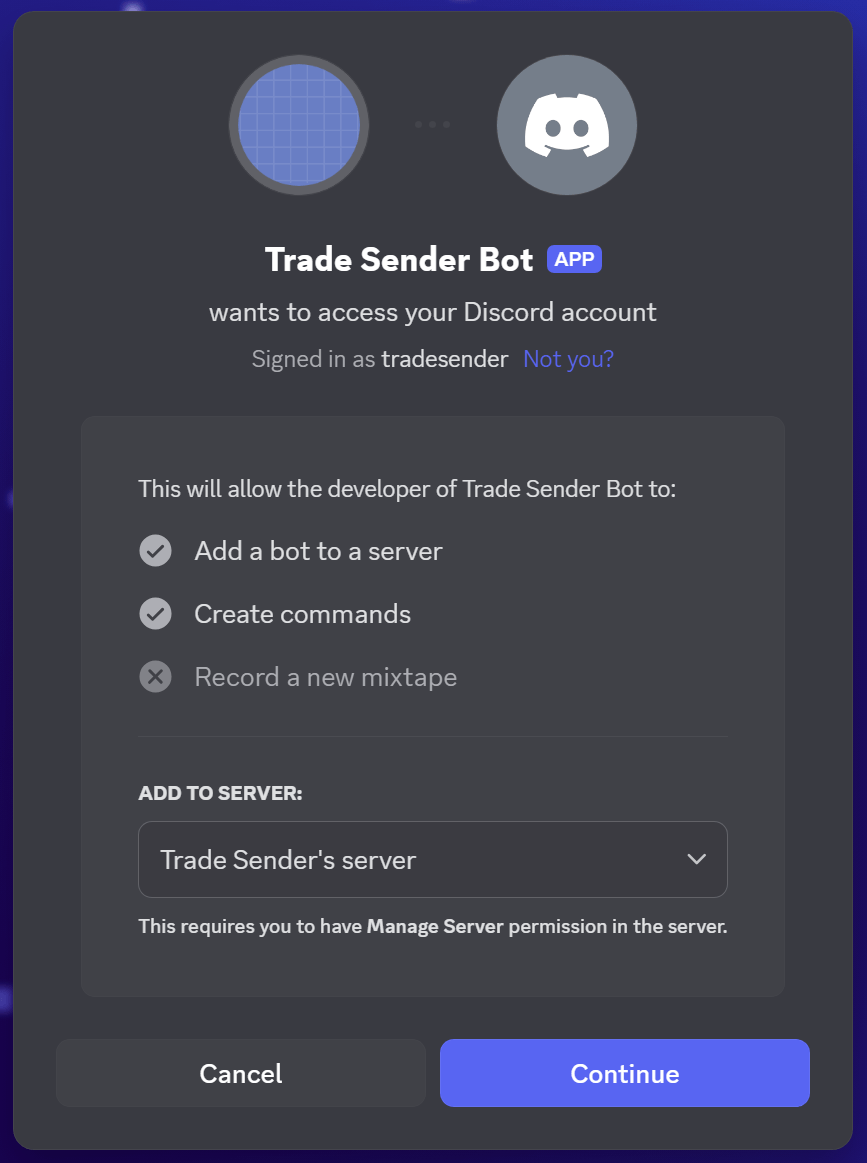 Trade Sender Bot Discord Invite