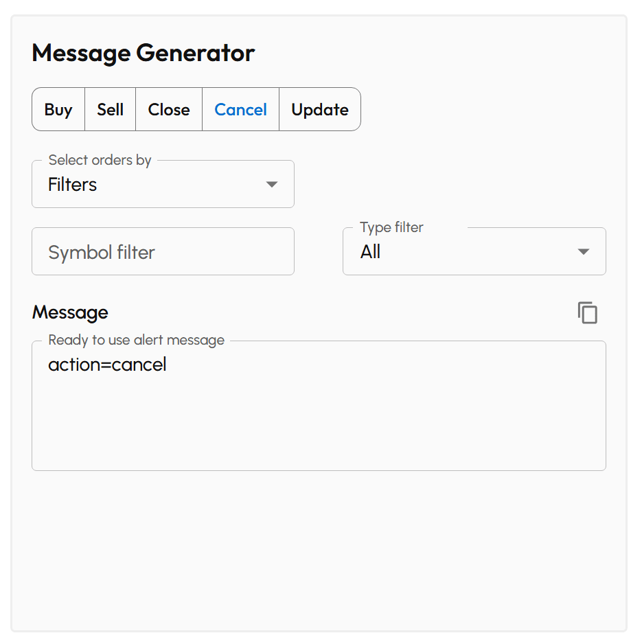 Message Generator Tool - Cancel action