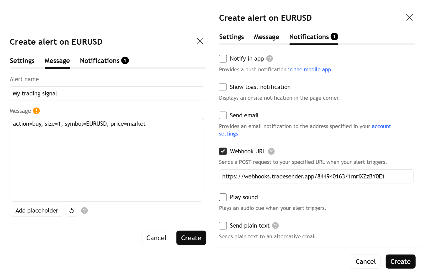 TradingView alert setup