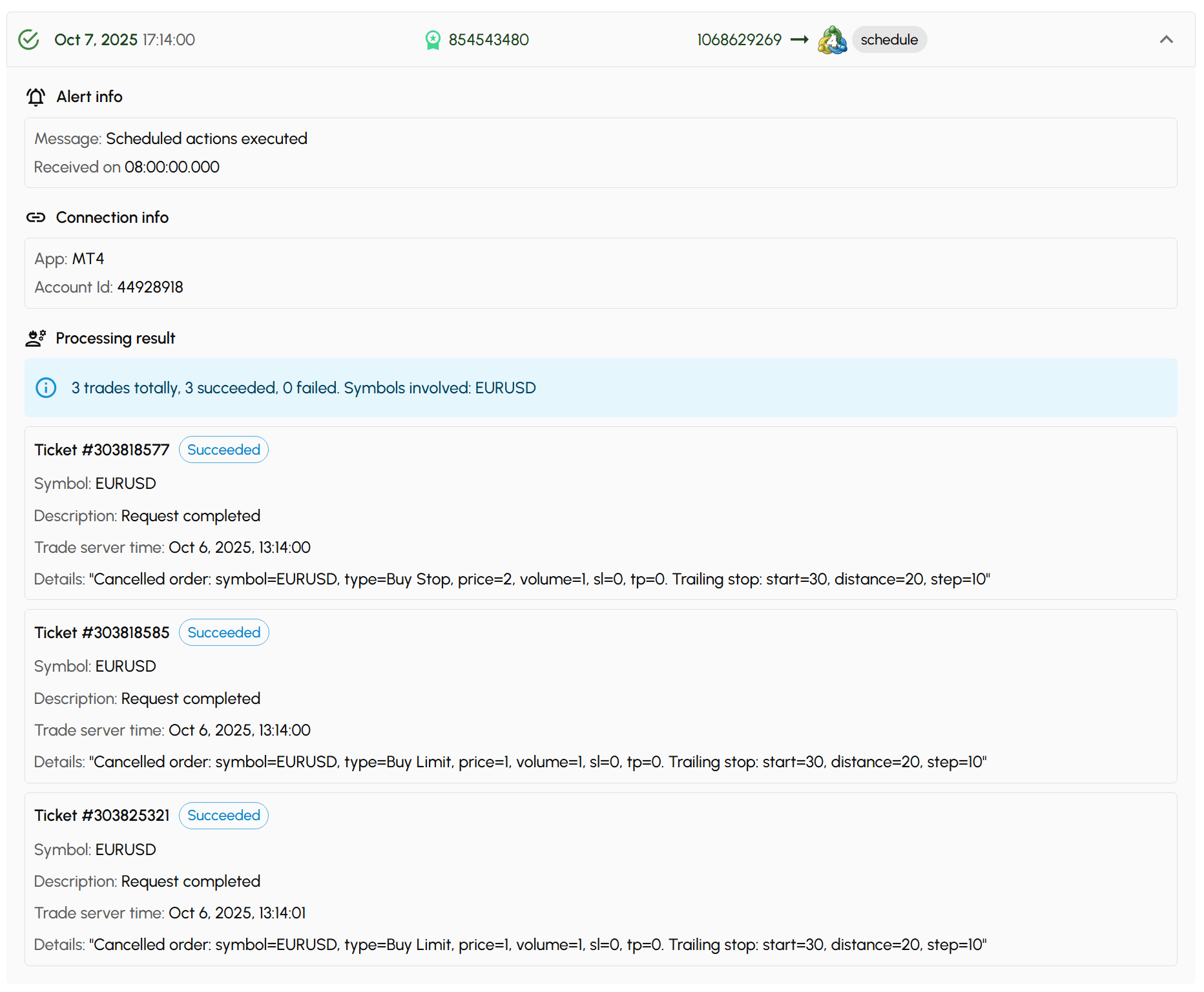 Log item multiple trades
